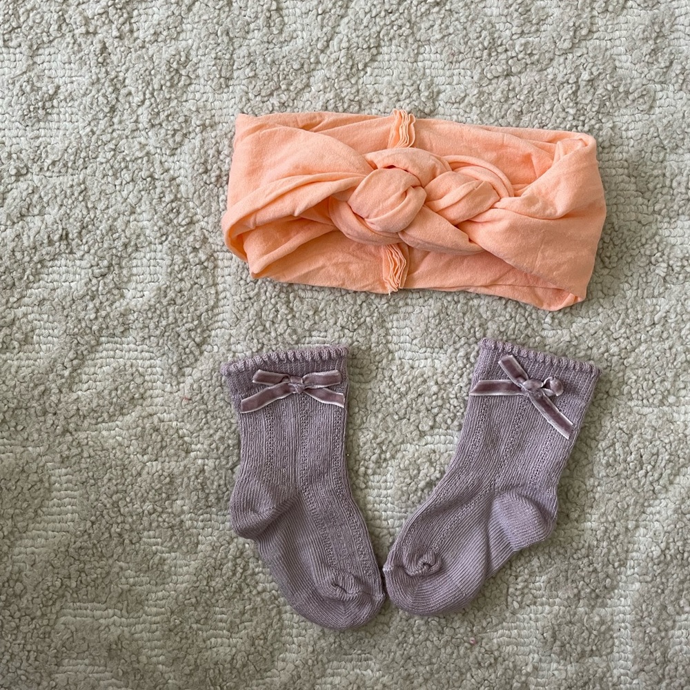 Baby girl sock headband set